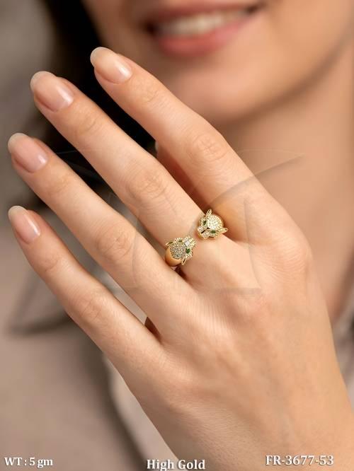 American Diamond High Gold Finish Designer Finger Ring