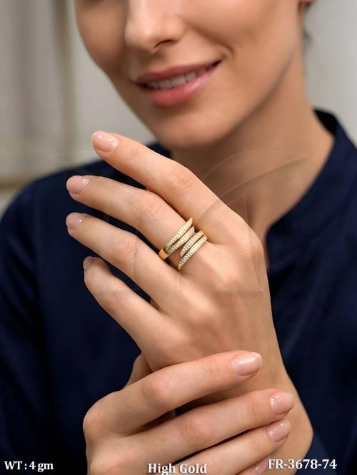 High Gold American Diamond Open Wrap Finger Ring