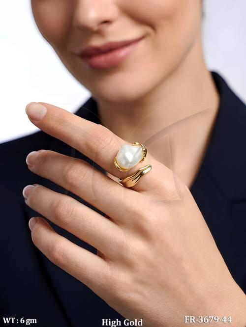 High Gold Baroque Pearl Open Ring for Women