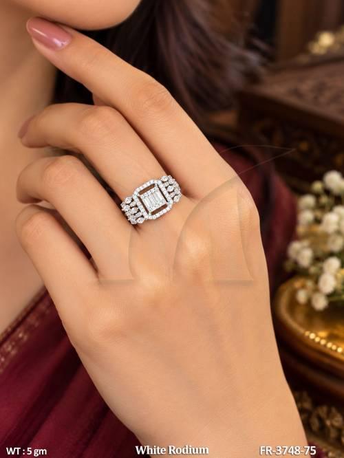 Elegant American Diamond Designer Finger Ring