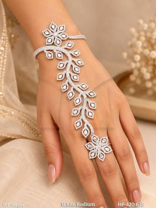 White Rodium Floral Designer Haath Paan