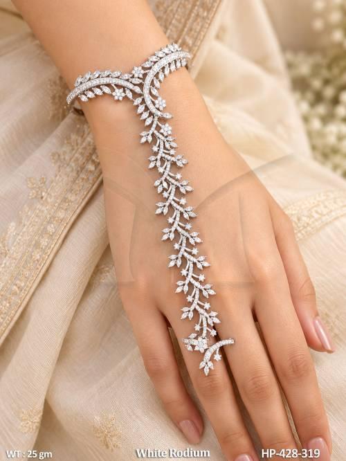 White Rodium American Diamond Full Stone Haath Paan