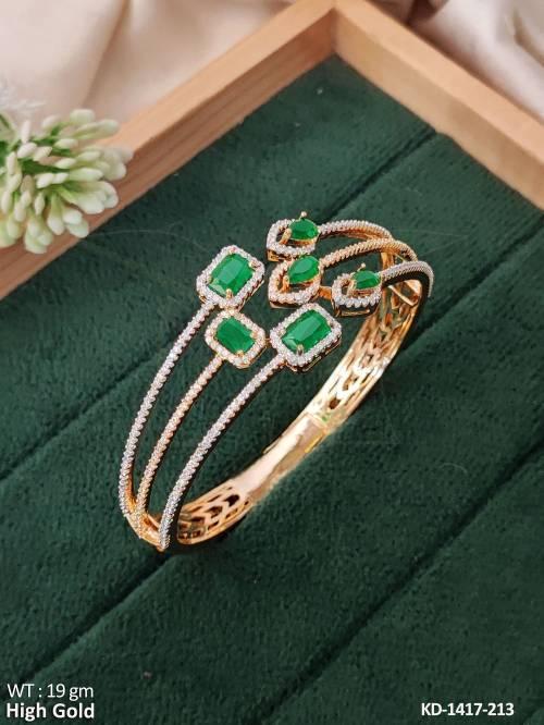 AD CZ Stone High Gold Polish Full Stone Party Wear Kada