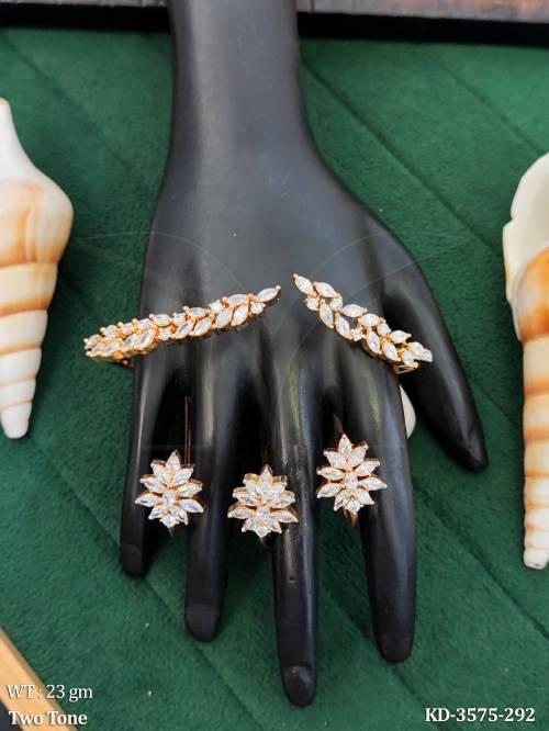 American Diamond Two Tone Kada with Floral Design