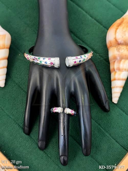 Fancy Stone Studded Kada Ring Set for Women