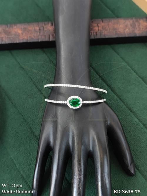 Elegant Emerald White Rhodium Kada