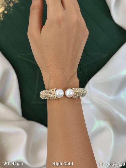 Luxury American Diamond Pearl Fancy Designer Kada