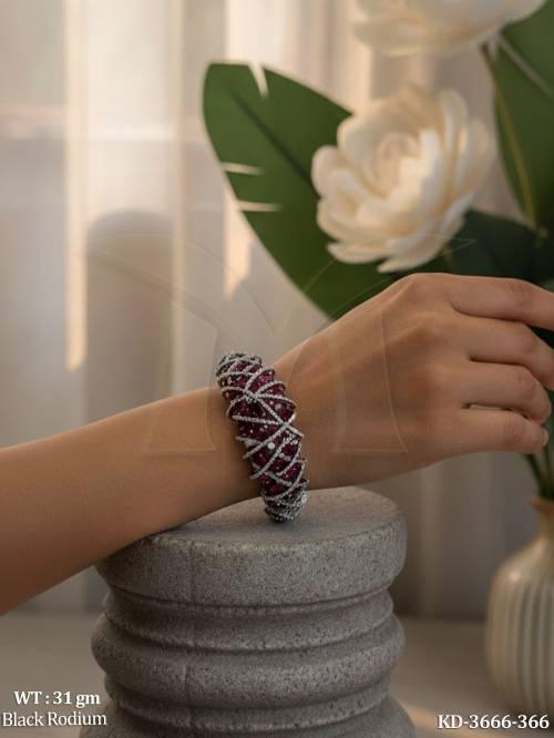 American Diamond Full Stone Black Rodium Kada