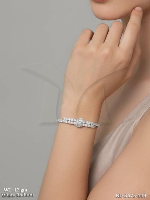Premium White Rhodium Party Wear AD Kada