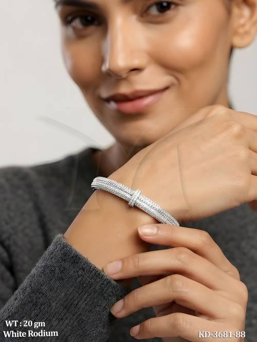 American Diamond White Rhodium Elegant Kada