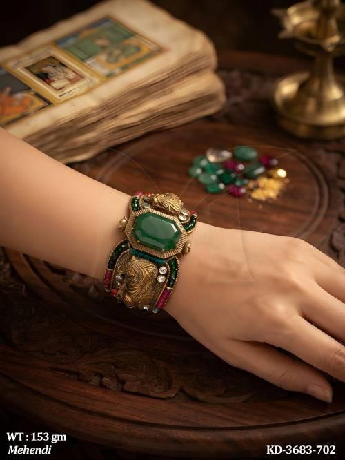 Mehendi Tiger Designer Stone Studded Fancy Kada