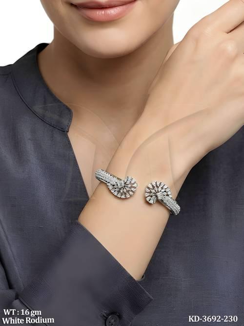 Elegant White Rhodium CZ Openable Kada for Women