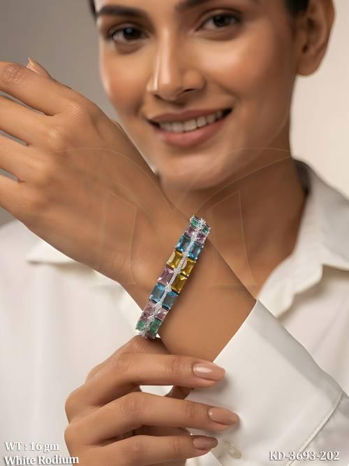 American Diamond Rainbow Stone Openable Kada