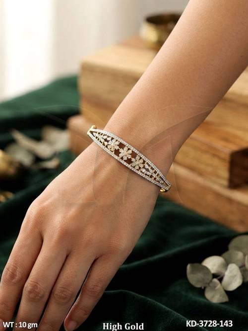 High Gold Floral AD Party Wear Openable Kada