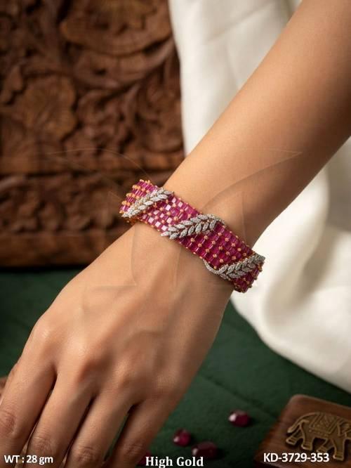 Designer Crystal Leaf Pattern Openable Kada