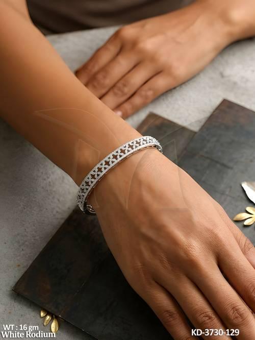 White Rhodium American Diamond Designer Kada for Women