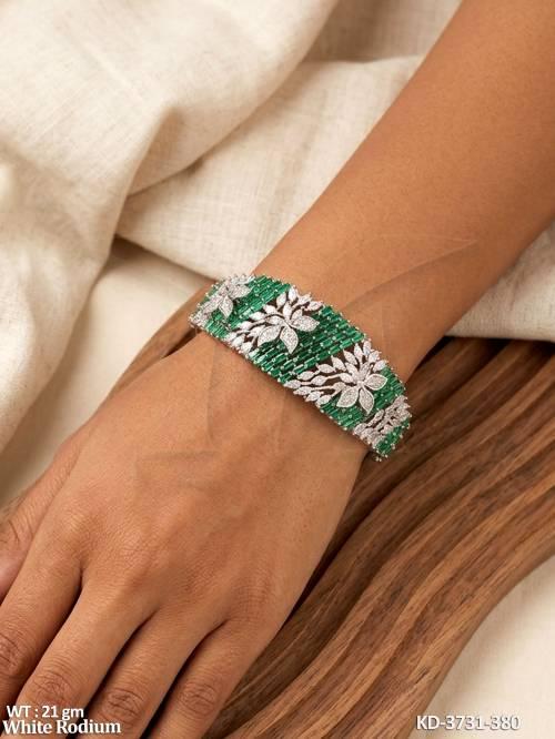 Premium White Rhodium Crystal Stone Party Wear Kada