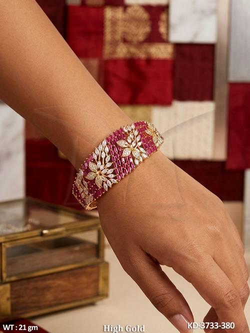 Designer High Gold Floral American Diamond Openable Kada