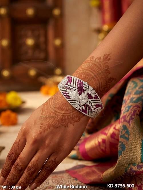 AD  CZ Full Stone White Rhodium Designer Kada