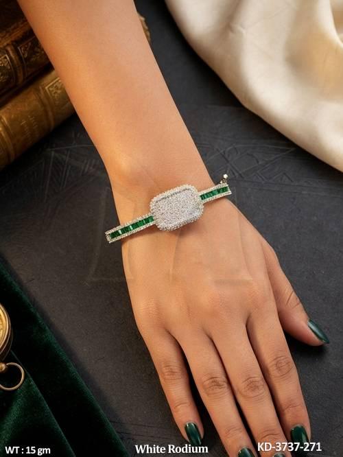 White Rhodium AD  CZ Full Stone Party Wear Kada