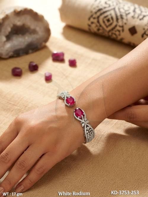 Emerald CZ Stone Rodium Designer Kada