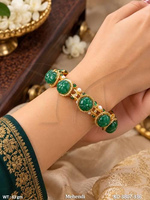 Emerald Full Stone Traditional Mehendi Polish Kada