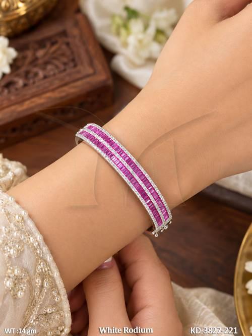 White Rodium Full Stone Designer  Party Wear Kada