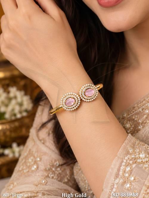 American Diamond High Gold Polish Full Stone Fancy Kada