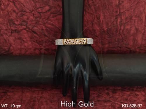 High Gold Polish Fancy Design Cz / AD Full Stones Party wear Kada