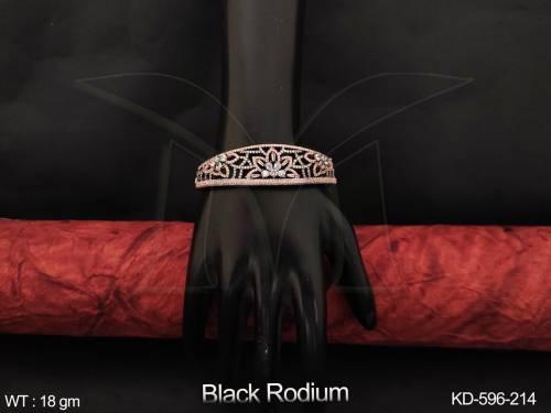 Party wear Designer Fancy Style Black Rodium Polish Cz Ad Kada 
