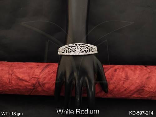 Full Stones Cz Ad white Rodium Polish Fancy Style Party wear Kada
