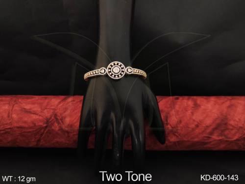 Two Tone Polish Full Stone Party Wear Delicate Cz Ad Kada 