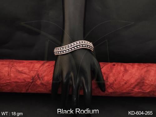 Black Rodium Polish Cz Ad Fancy Jewelry Full Stone Party Wear Cz Ad Kada 