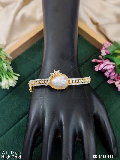 American Diamond High Gold CZ Full Stone Party Wear Kada