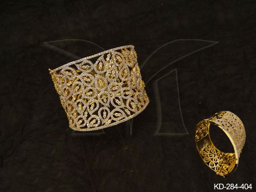 leaf textured cz kada set detail