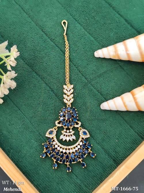 American Diamond Peacock Design Maang Tikka