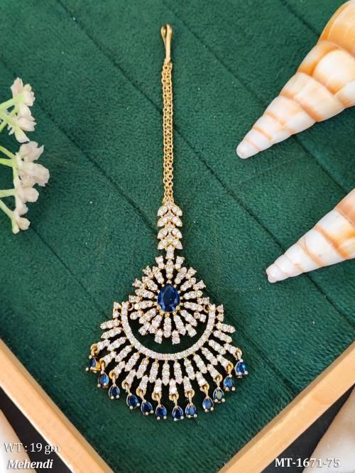 American Diamond Sunburst Design Maang Tikka