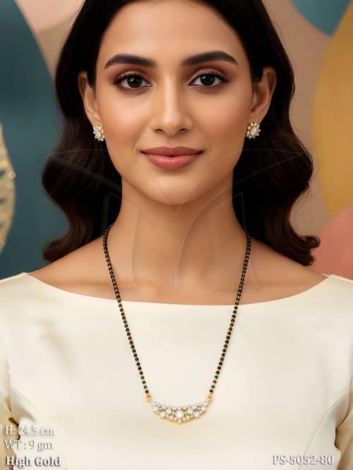 Stylish AD Mangalsutra Pendant with Earrings