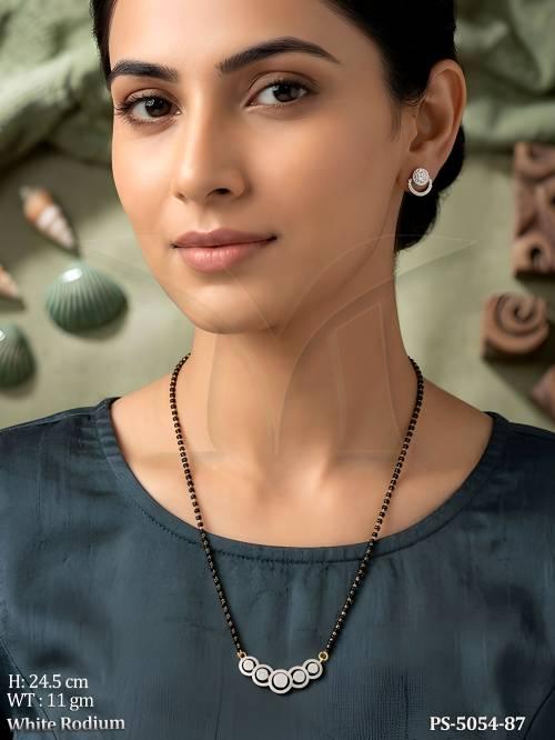 Elegant White AD Mangalsutra with Earrings