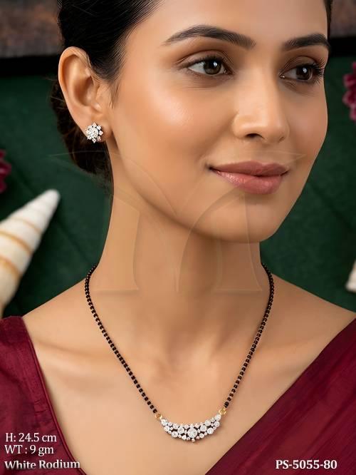 American Diamond Flower Design Mangalsutra