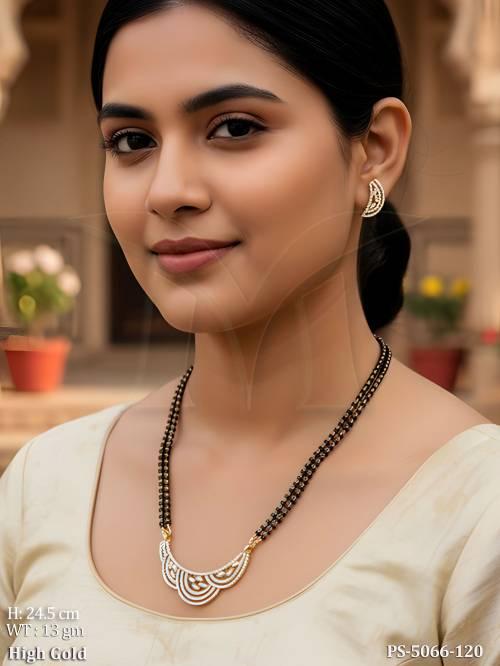 High Gold Designer Elegant Daily Wear Mangalsutra with Earrings