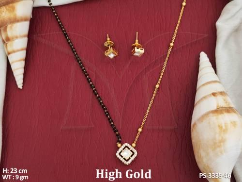Full Stone Designer Wear High Gold Polish AD Mangalsutra