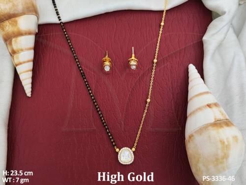 AD Party Wear Accessories Women High Gold Polish AD mangalsutra