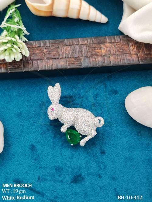 American Diamond Rabbit Designer Men’s Brooch — BH-10-312