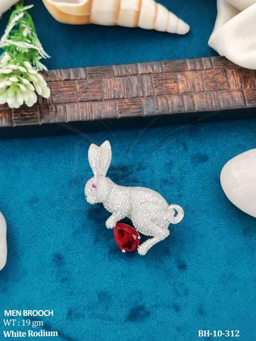 American Diamond Rabbit Designer Men’s Brooch — BH-10-312