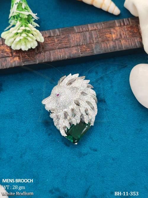 American Diamond Lion Face Designer Men’s Brooch