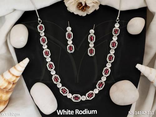 white-rodium-polish-full-stone-fancy-style-ad-short-necklace-set