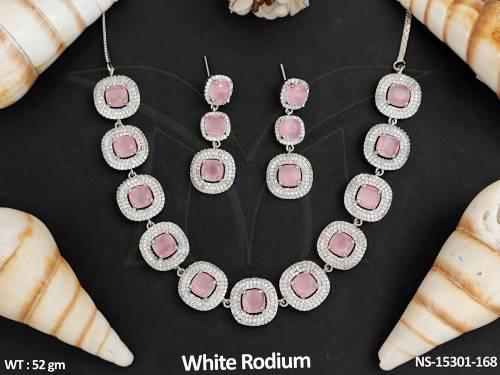 AD CZ Jewellery Designer Full Stone Fancy Style Necklace Set  