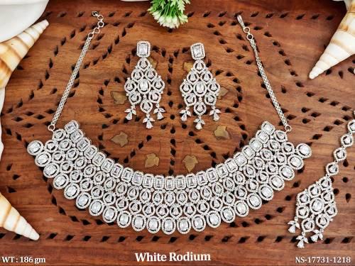 American Diamond Luxurious AD Necklace Set with Earrings & Tika