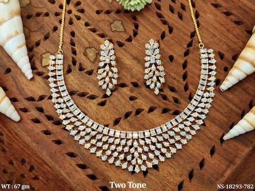 Party Wear Two Tone AD Necklace Set for Special Occasions 